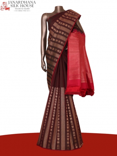 Half And Half Handloom Kanjeevaram Silk Saree